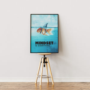 Mindset is Everything plakat i egetræsramme på staffeli