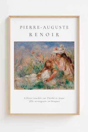 Piger i Engblomster Renoir plakat med impressionistisk motiv i pasteltoner