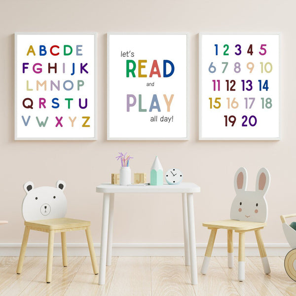 Let's Read and Play All Day Plakat – Sjov og Læring til Børneværelset