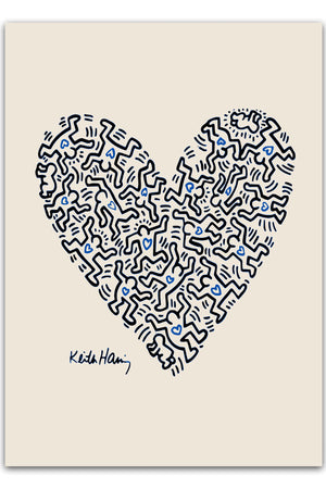 Blå Hjerte - Keith Haring Plakat