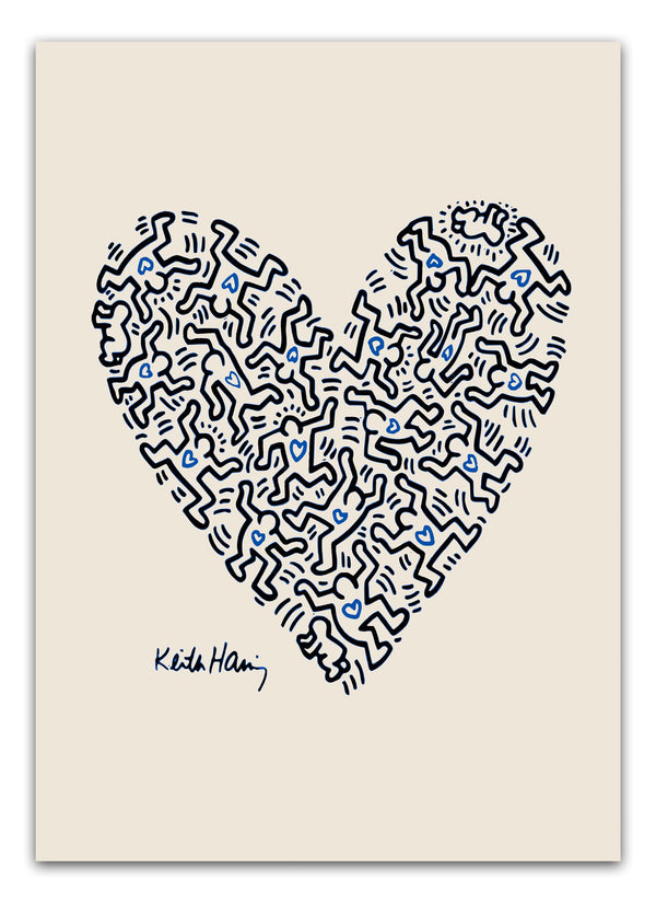 Blå Hjerte - Keith Haring Plakat