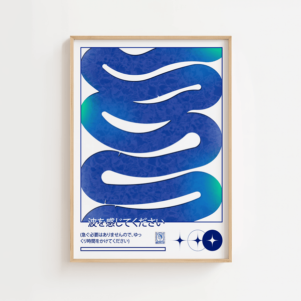 Blå Kurver – Japansk Retro Plakat