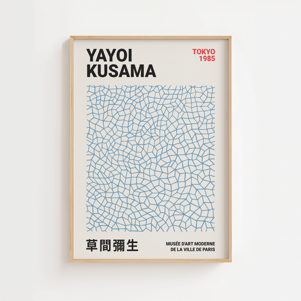 Blå Japansk Plakat Af Yayoi Kusama
