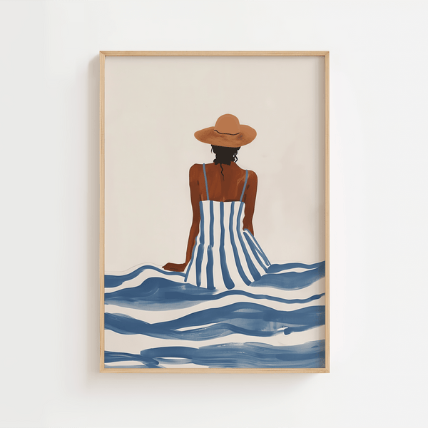 sommer plakat dame på stranden