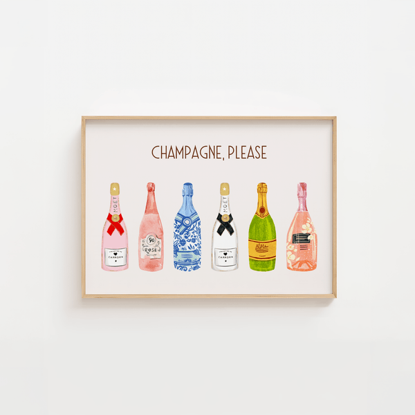 Champagne Plakat – Champagne, Please – Elegant Vægkunst

