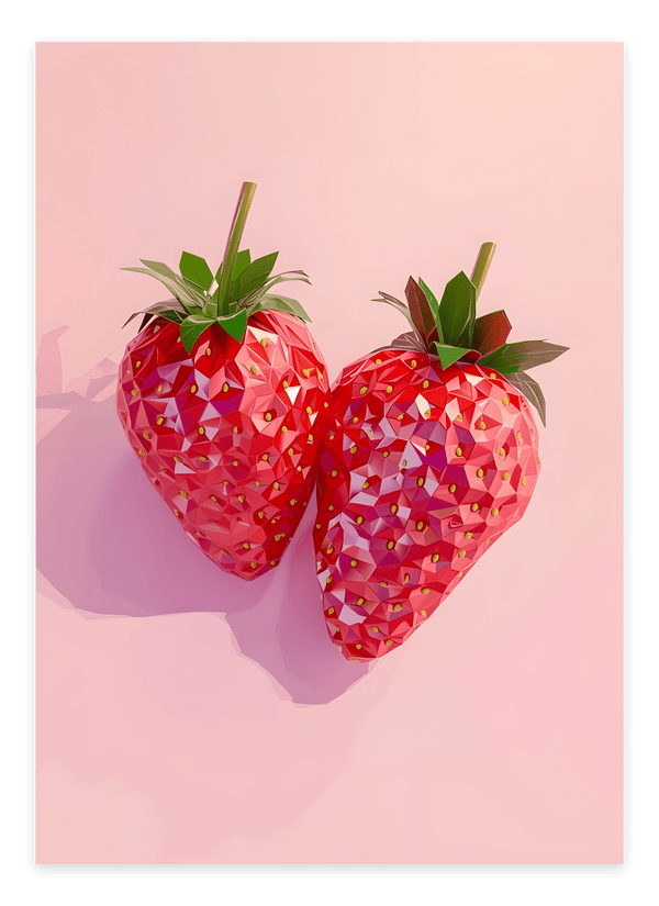Diamond Strawberry - Pink Plakat | Unik & Moderne Kunst
