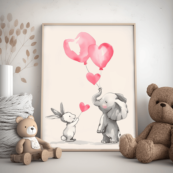Dyr med balloner -  Børneplakat