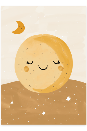 Glad Måne - Børneplakat | Sødt & Drømmende Design til Børn