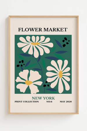Grøn Flowermarket New York Plakat