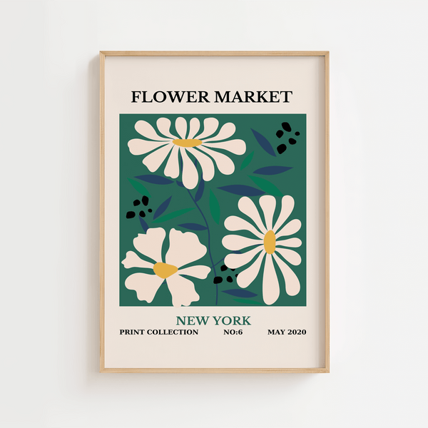 Grøn Flowermarket New York Plakat