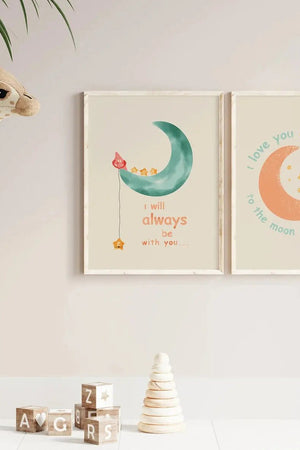 I love you to the moon and back Ellens ShopI love you to the moon and back  Vores børneplakat med citatet 'I love you to the moon and back' er den perfekte måde at udtrykke din kærlighed til dit barn. Skab en hjertevarm atmosfære i børneværelset med dette smukke citat. En ideel gave til små elskede. 50x70 cm størrelse.