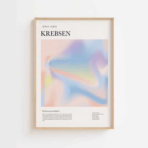Krebs stjernetegns plakat i farverigt design med moderne grafisk udtryk – perfekt som gave eller til personlig indretning