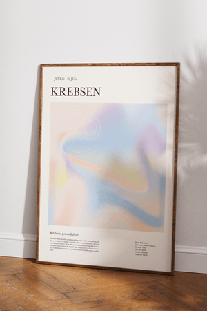 Krebs stjernetegns plakat i farverigt design med moderne grafisk udtryk – perfekt som gave eller til personlig indretning