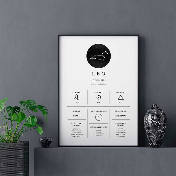 Leo - Stilren stjernetegns plakat Ellens Shop