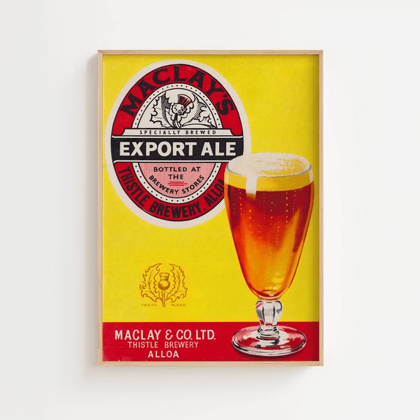 Maclay’s Export Ale plakat – Retro ølreklame i farver | Fra 99,-