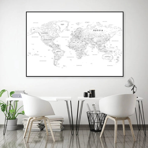 Minimalistisk – Verdenskort Plakat | Enkel og Stilren Kunst
