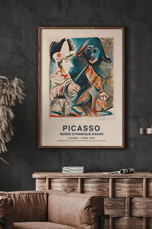 Picasso plakat med farverigt motiv fra Musée Dynamique Dakar 1972.

