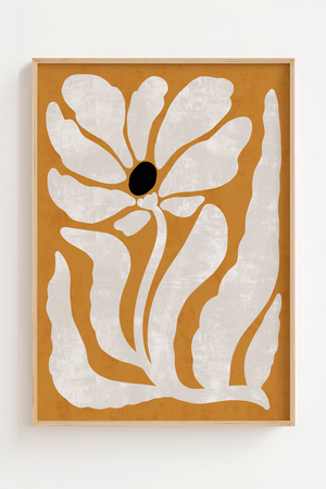 Orange Sommerblomst Plakat med varme nuancer og blødt blomstermotiv. Tilføj et strejf af sommer og retro til din boligindretning.