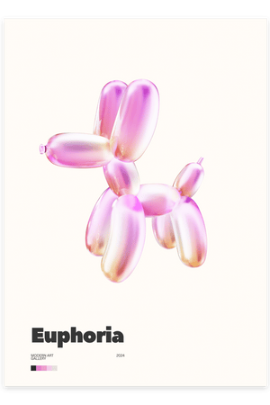 Pink Balloon Dog - Euphoria Plakat | Moderne & Kunstnerisk