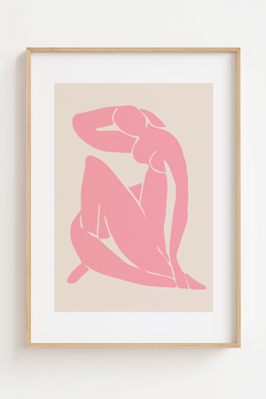 Pink Madame plakat inspireret af Matisse. Elegant kvindemotiv i rosa nuancer – minimalistisk og kunstnerisk plakat til moderne indretning.
