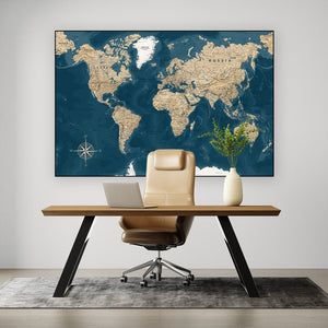 Realistisk Verdenskort Plakat | Detaljeret og Elegant Design