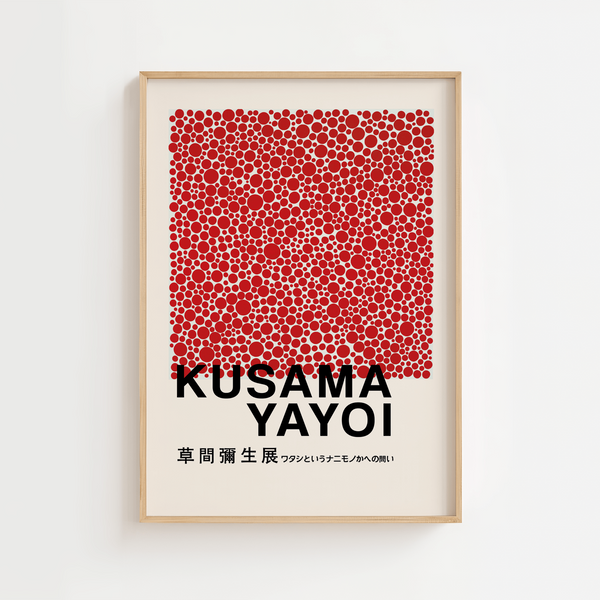Red Dots – Kusama Plakat | Ikonisk Plakat med Røde Prikker

