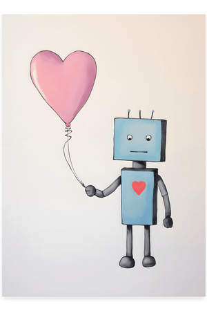 Robot Ballon - Børneplakat | Sjov & Fantasifuld Vægkunst