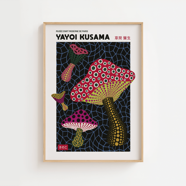 Shroom – Yayoi Kusama Plakat | Farverig og Legende Kunst