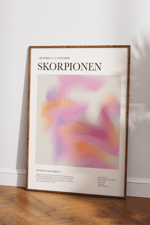 Farverig skorpion stjernetegns plakat med kunstnerisk og moderne illustration