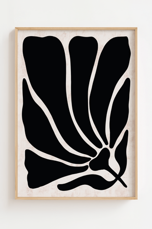 Sort Blad Plakat | Elegant Plakat med Grafisk Bladmotiv
