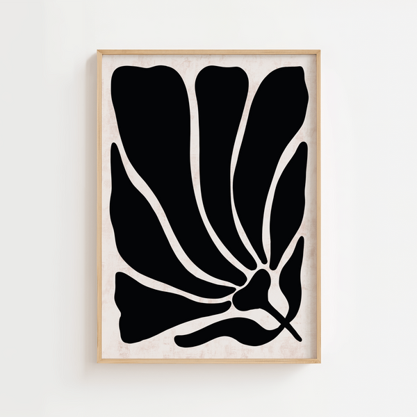 Sort Blad Plakat | Elegant Plakat med Grafisk Bladmotiv
