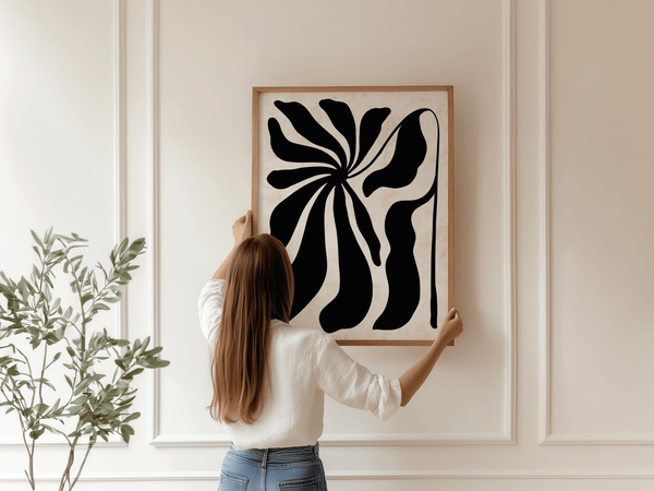 Sort Blomster Plakat