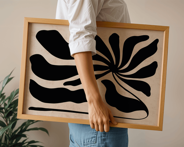 Sort Blomster Plakat