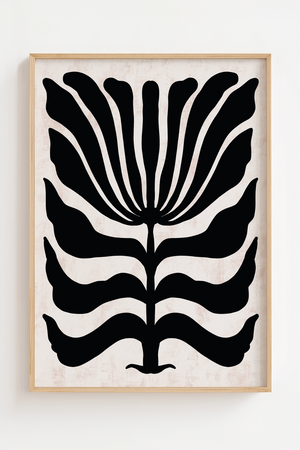 Sort Gren Plakat | Minimalistisk Naturmotiv i Sort Design

