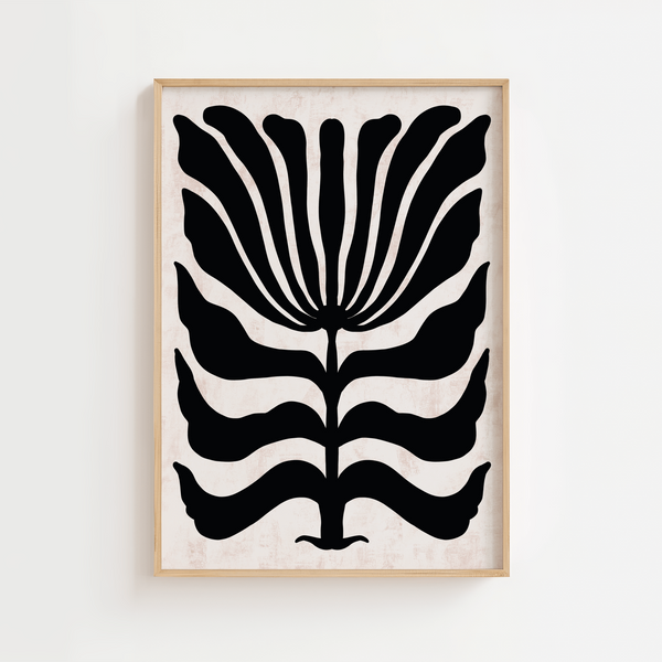 Sort Gren Plakat | Minimalistisk Naturmotiv i Sort Design

