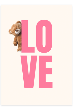 Teddy Love - Pink Plakat | Sød & Trendy Vægkunst