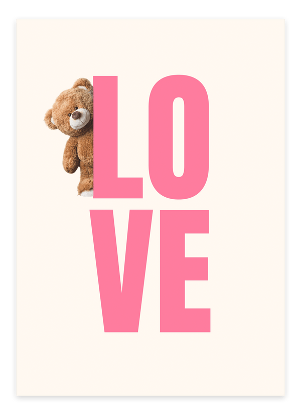 Teddy Love - Pink Plakat | Sød & Trendy Vægkunst