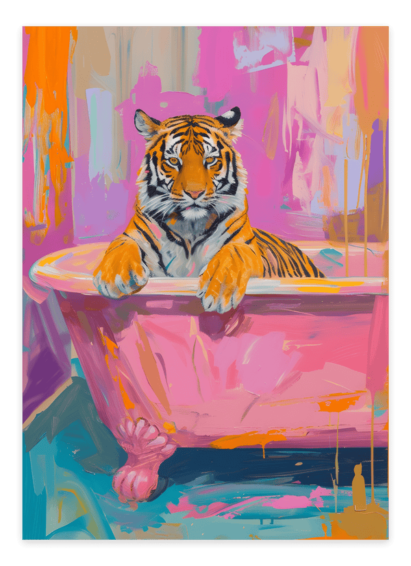 Tiger In Bath - Pink Plakat