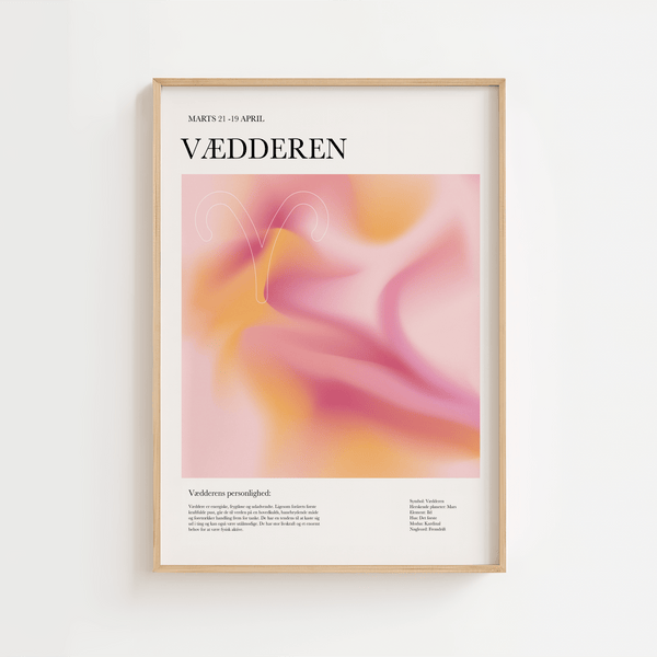 Vædderen - Farverig stjernetegns plakat