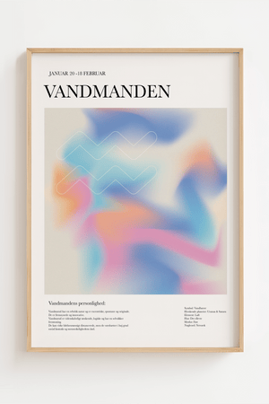 Farverig vandmanden stjernetegns plakat med moderne og kreativt design.