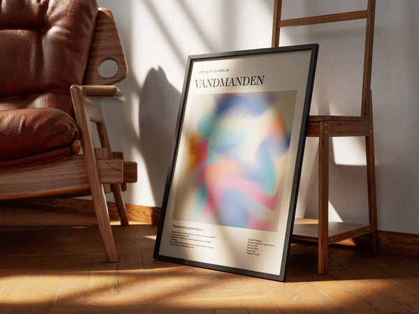 Farverig vandmanden stjernetegns plakat med moderne og kreativt design