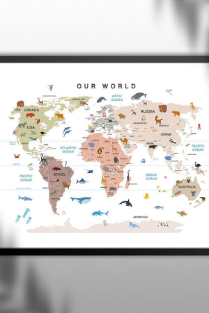 Verdenskort til Børn - Plakat