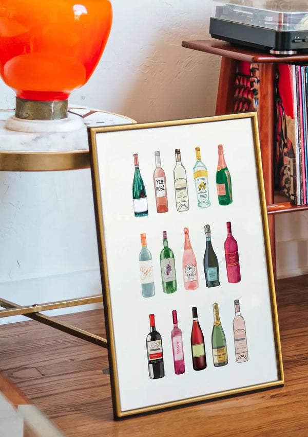 Vin Flasker Plakat – Stilfuld Vinplakat til Dit Hjem