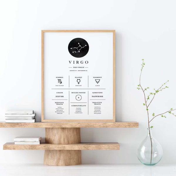 Virgo - Stilren stjernetegns plakat Ellens Shop