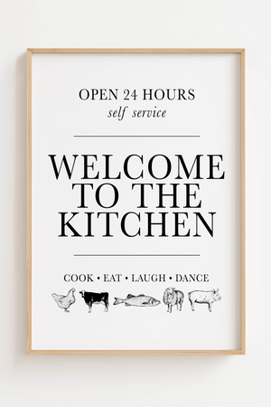 Welcome To The Kitchen Hvid Plakat