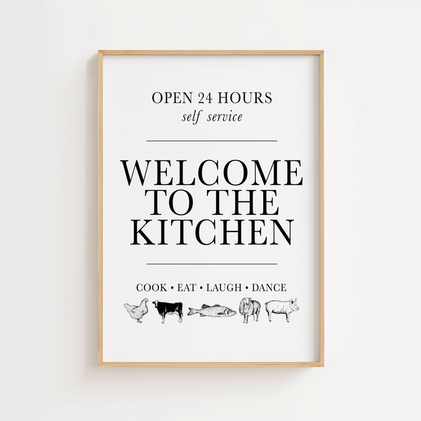 Welcome To The Kitchen Hvid Plakat