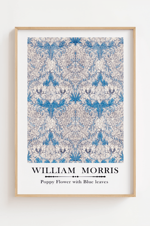 William Morris - Poppy flower with blue leaves Plakat