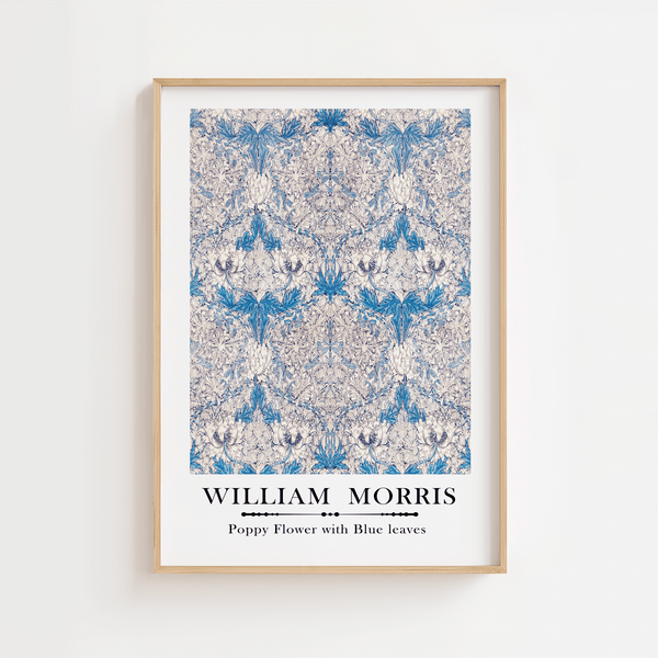 William Morris - Poppy flower with blue leaves Plakat