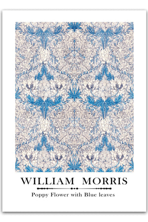 William Morris - Poppy flower with blue leaves Plakat