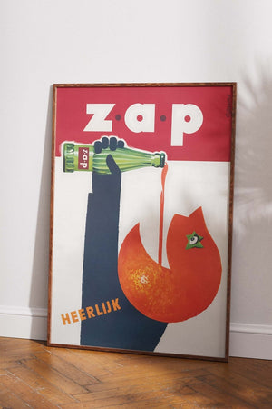 "Zap Appelsinjuice Plakat – Vintage Reklamestil"